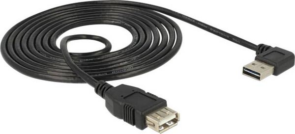 Produktbild: Delock USB-Kabel USB 2.0 USB-A Stecker, USB-A Buchse 1.00 m Schwarz beidseitig verwendbarer Stecker, vergoldete Steckkontakte, UL-zertifiziert 83551