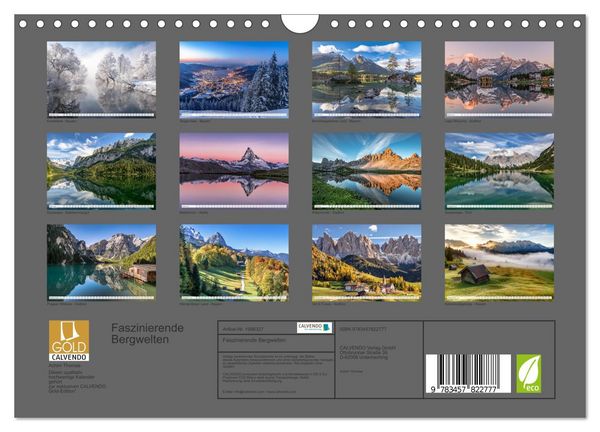 Produktbild: Faszinierende Bergwelten (Wandkalender 2026 DIN A4 quer), CALVENDO Monatskalender
