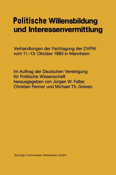 Produktbild: Politische Willensbildung und Interessenvermittlung