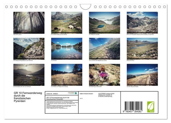 Produktbild: GR 10 Fernwanderweg durch die franz&ouml;sischen Pyren&auml;en (Wandkalender 2026 DIN A4 quer), CALVENDO Monatskalender
