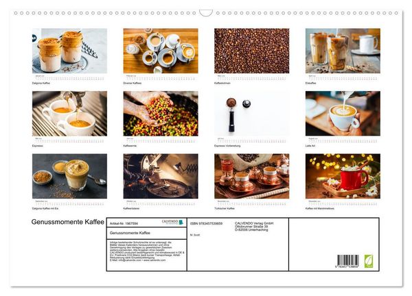Produktbild: Genussmomente Kaffee (Wandkalender 2026 DIN A2 quer), CALVENDO Monatskalender