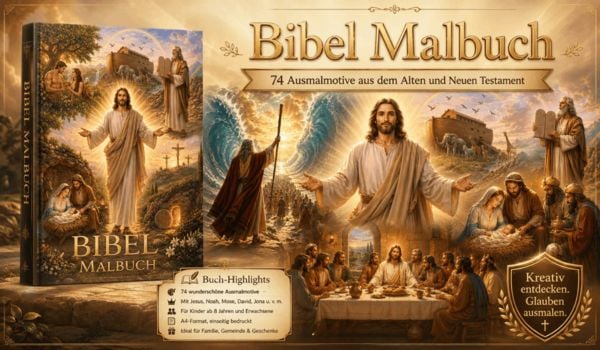 Produktbild: Bibel Malbuch f&uuml;r Kinder ab 8 Jahren und Erwachsene mit 74 wundersch&ouml;nen Ausmalmotiven aus dem Alten und Neuen Testament
