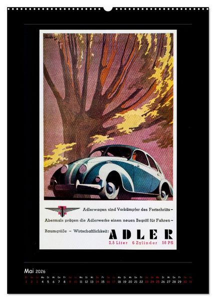 Produktbild: Historische Automobilplakate (Wandkalender 2026 DIN A2 hoch), CALVENDO Monatskalender