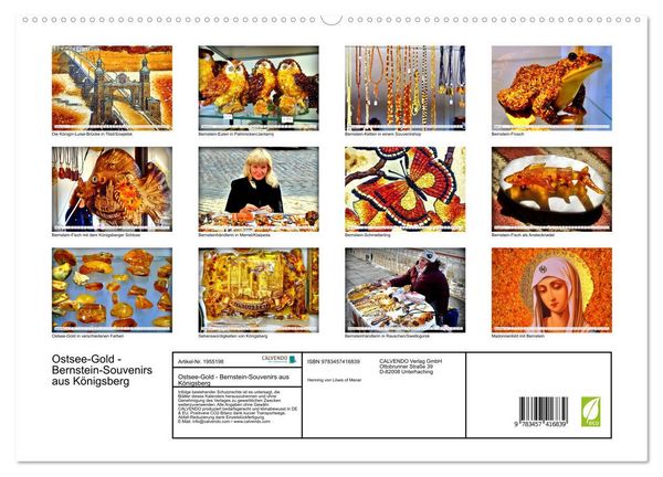 Produktbild: Ostsee-Gold - Bernstein-Souvenirs aus K&ouml;nigsberg (hochwertiger Premium Wandkalender 2026 DIN A2 quer), Kunstdruck in Hochglanz
