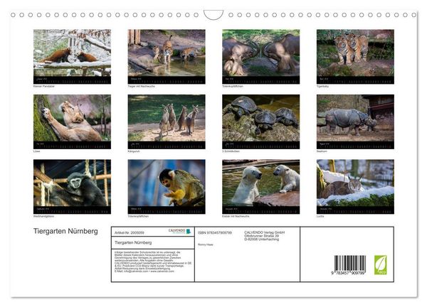 Produktbild: Tiergarten N&uuml;rnberg (Wandkalender 2026 DIN A3 quer), CALVENDO Monatskalender