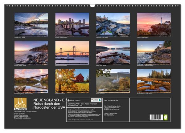 Produktbild: NEUENGLAND - Eine Reise durch den Nordosten der USA (Wandkalender 2026 DIN A2 quer), CALVENDO Monatskalender