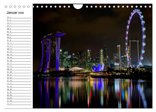 Produktbild: Singapur Stadt der Skylines (Wandkalender 2026 DIN A4 quer), CALVENDO Monatskalender