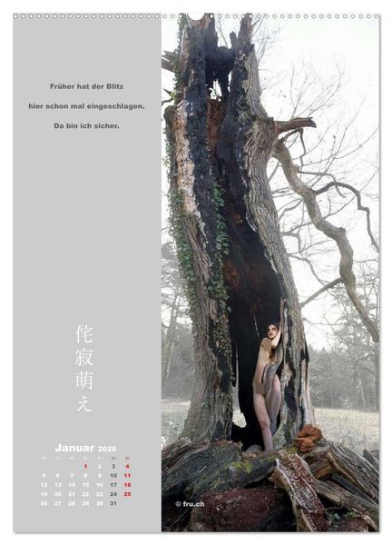 Produktbild: wabi sabi moe &mdash; bewundernswert verg&auml;nglich erotisch &mdash; Akt/Bodypainting (hochwertiger Premium Wandkalender 2026 DIN A2 hoch), Kunstdruck in Hochglanz