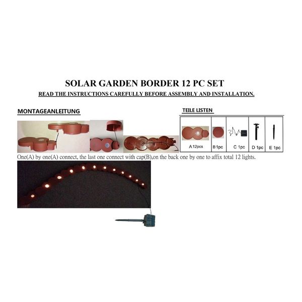 Produktbild: HTI-Living HTI-Living Beeteinfassung L&auml;nge 190 cm mit Solar-Lichterkette