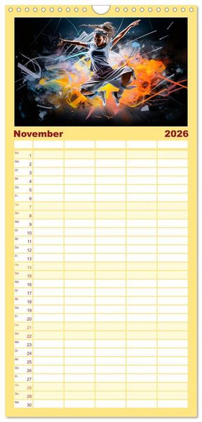 Produktbild: Familienplaner 2026 - Color Dance Art mit 5 Spalten (Wandkalender, 21 x 45 cm) CALVENDO