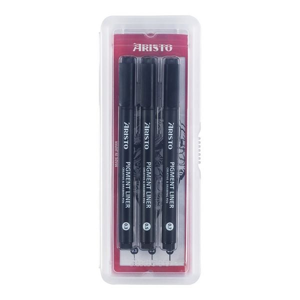 Produktbild: ARISTO Pigment Liner 3er-Set schwarz, St&auml;rken 0.3/0.5/0.7 mm