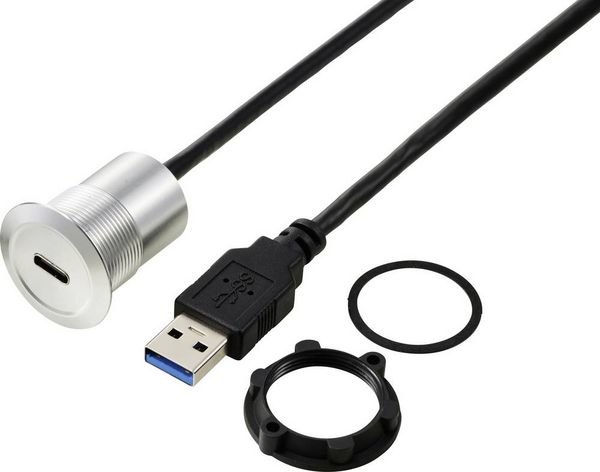 USB-C (3.1) Buchse/USB-A (3.0) Stecker 1 m Kabel silber TC-13376308 TRU COMPONENTS Inhalt: 1 St.
