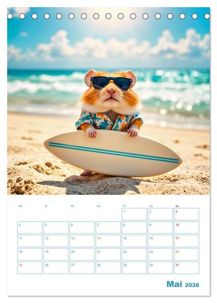 Produktbild: Holiday Hamster - Urlaubsfeeling pur mit sonnigen KI Hamstern (Tischkalender 2026 DIN A5 hoch), CALVENDO Monatskalender