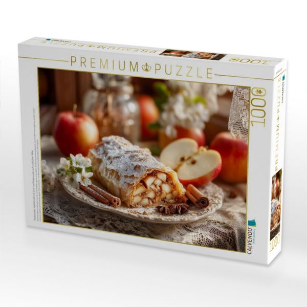 Produktbild: CALVENDO Puzzle Traditioneller Apfelstrudel mit Zimt und Puderzucker auf rustikalem Teller | 1000 Teile Lege-Gr&ouml;&szlig;e 64x48cm Foto-Puzzle f&uuml;r gl&uuml;ckliche