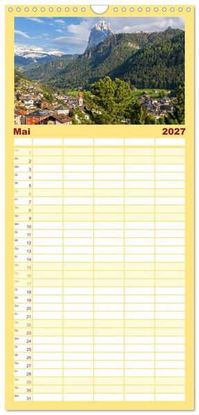 Produktbild: Familienplaner 2027 - S&uuml;dtirol - Von Meran bis zum Pragser Wildsee mit 5 Spalten (Wandkalender, 21 x 45 cm) CALVENDO