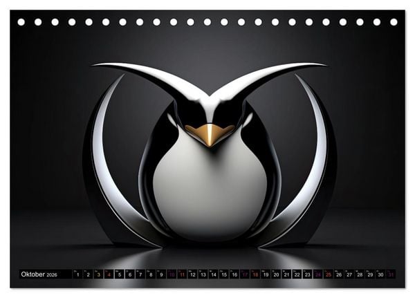 Produktbild: PINGUINE - modern Art (Tischkalender 2026 DIN A5 quer), CALVENDO Monatskalender