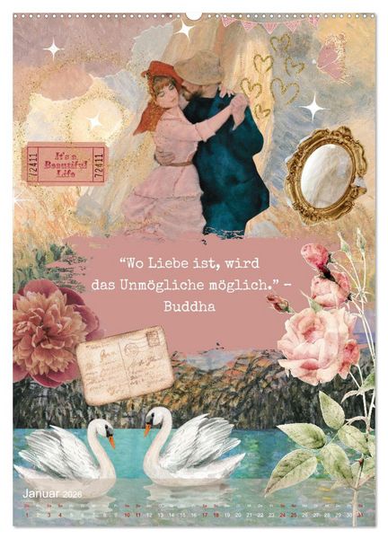 Produktbild: Vintage Vibes &ndash; Frauen, Kunst und Worte (Wandkalender 2026 DIN A2 hoch), CALVENDO Monatskalender
