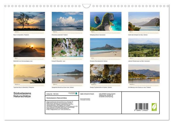 Produktbild: S&uuml;dostasiens Natursch&auml;tze (Wandkalender 2026 DIN A3 quer), CALVENDO Monatskalender