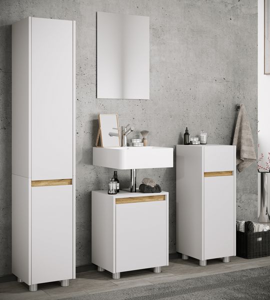 Produktbild: Holz Badm&ouml;bel Hochschrank mit Dreht&uuml;ren Cosila