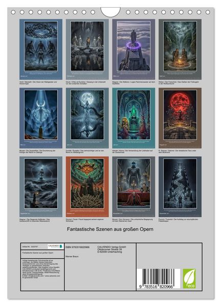 Produktbild: Fantastische Szenen aus gro&szlig;en Opern (Wandkalender 2027 DIN A4 hoch), CALVENDO Monatskalender