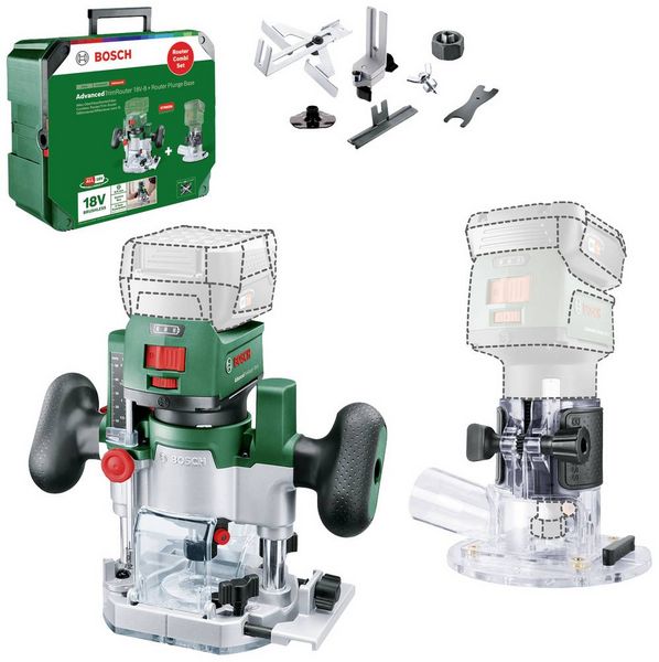 Produktbild: Bosch Home and Garden 2in1 Akku-Kanten-/Oberfr&auml;se 06039D5002 AdvancedTrimRouter 18V-8 Combi-Set