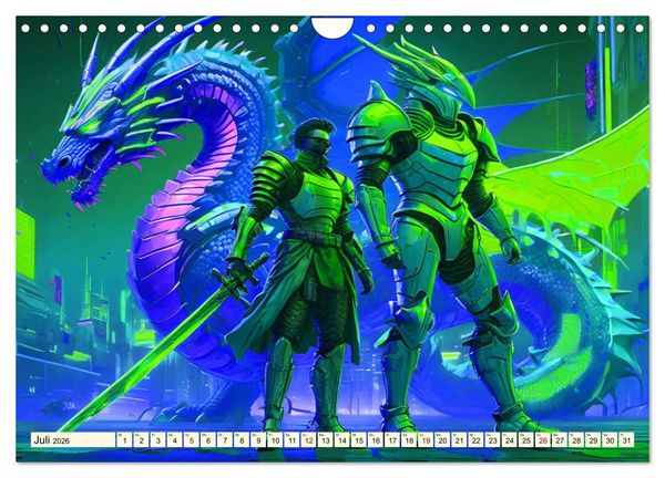 Produktbild: Fantasie - Futuristische Ritter (Wandkalender 2026 DIN A4 quer), CALVENDO Monatskalender