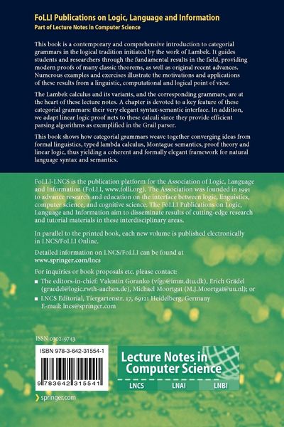 Produktbild: The Logic of Categorial Grammars