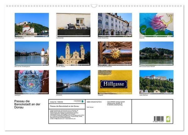Produktbild: Passau die Barockstadt an der Donau (Wandkalender 2026 DIN A2 quer), CALVENDO Monatskalender