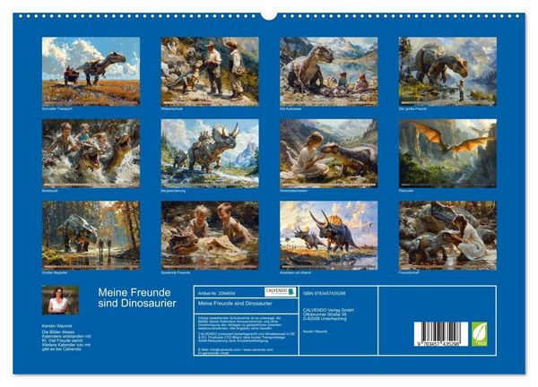 Produktbild: Meine Freunde sind Dinosaurier (hochwertiger Premium Wandkalender 2026 DIN A2 quer), Kunstdruck in Hochglanz