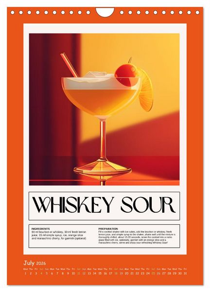 Produktbild: Classic Cocktails (Wall Calendar 2026 DIN A4 portrait), CALVENDO 12 Month Wall Calendar