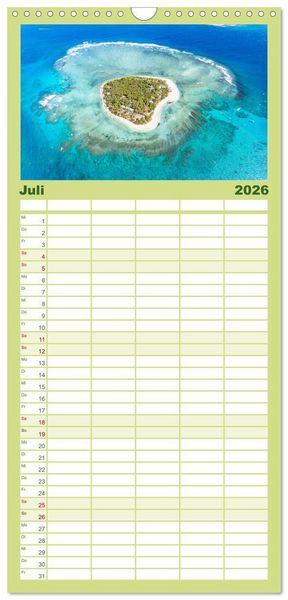 Produktbild: Familienplaner 2026 - S&uuml;dsee Inseln - Eine Reise ins Paradies mit 5 Spalten (Wandkalender, 21 x 45 cm) CALVENDO