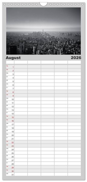 Produktbild: Familienplaner 2026 - New York in schwarz weiss mit 5 Spalten (Wandkalender, 21 x 45 cm) CALVENDO