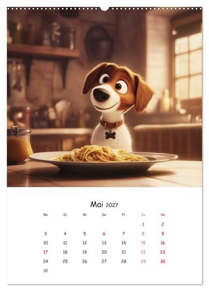 Produktbild: Fellnasen am K&uuml;chentisch - 12 KI-Motive mit Hunden (Wandkalender 2027 DIN A2 hoch), CALVENDO Monatskalender