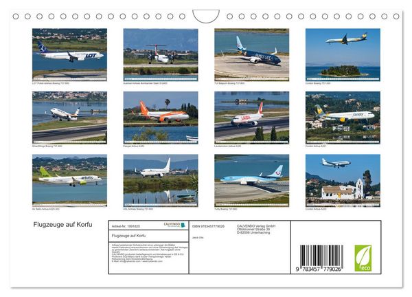 Produktbild: Flugzeuge auf Korfu (Wandkalender 2026 DIN A4 quer), CALVENDO Monatskalender