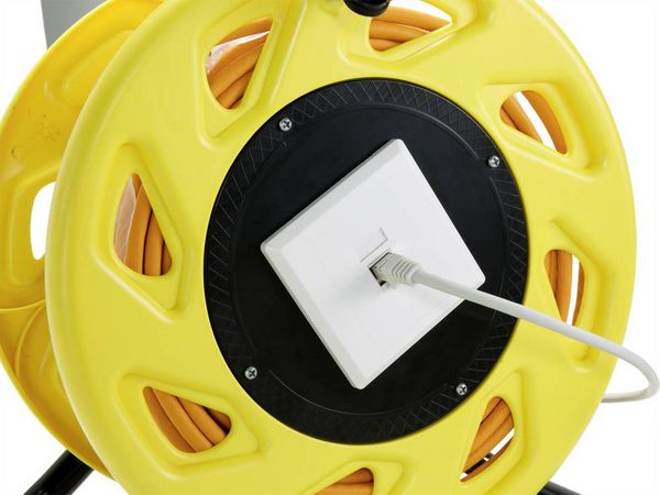 Produktbild: Renkforce RJ45 Netzwerk Kabeltrommel CAT 7a S/FTP 50.00m Orange Rund