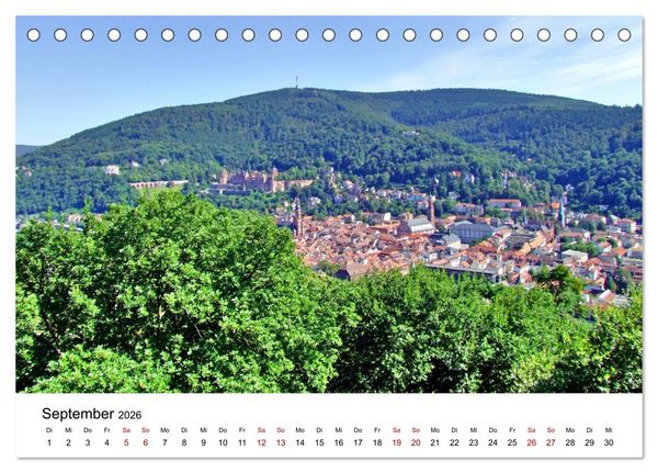 Produktbild: Heidelberg - Heiligenberg und Philosophenweg (Tischkalender 2026 DIN A5 quer), CALVENDO Monatskalender