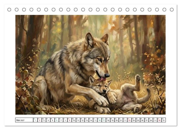 Produktbild: W&ouml;lfe - Die Alpha-Familie (Tischkalender 2027 DIN A5 quer), CALVENDO Monatskalender