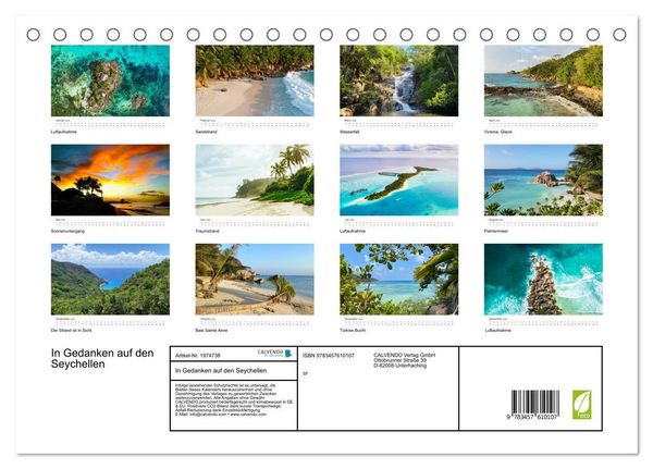 Produktbild: In Gedanken auf den Seychellen (Tischkalender 2026 DIN A5 quer), CALVENDO Monatskalender