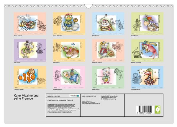 Produktbild: Kater Mizzimo und seine Freunde (Wandkalender 2026 DIN A3 quer), CALVENDO Monatskalender