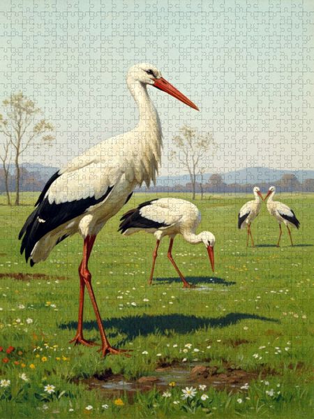 Produktbild: CALVENDO Puzzle Wei&szlig;storch als Gem&auml;lde | 1000 Teile Lege-Gr&ouml;&szlig;e 64x48cm Foto-Puzzle f&uuml;r gl&uuml;ckliche Stunden