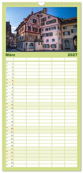Produktbild: Familienplaner 2027 - Charmantes Stein am Rhein mit 5 Spalten (Wandkalender, 21 x 45 cm) CALVENDO