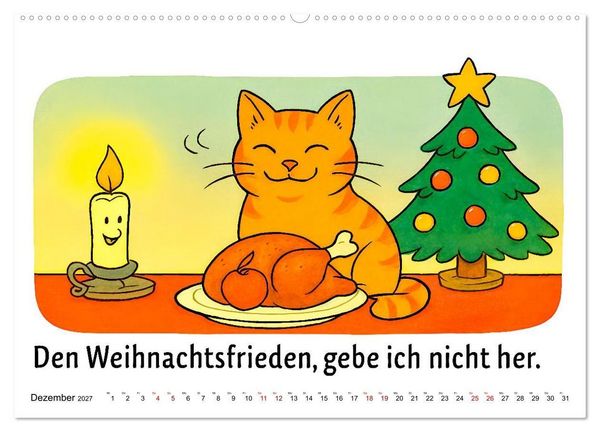 Produktbild: Freche Katzen - Humorvolle Spr&uuml;che und charmante Comics (Wandkalender 2027 DIN A2 quer), CALVENDO Monatskalender