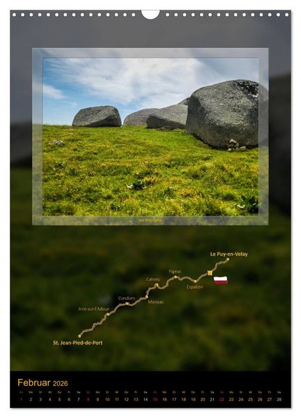 Produktbild: Jakobsweg Via Podiensis (Wandkalender 2026 DIN A3 hoch), CALVENDO Monatskalender