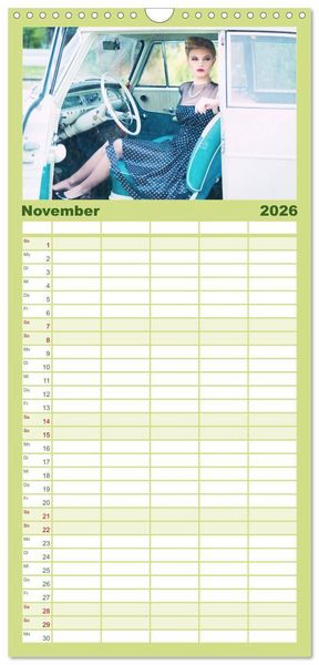 Produktbild: Familienplaner 2026 - Rockabilly - Back to the 50s mit 5 Spalten (Wandkalender, 21 x 45 cm) CALVENDO