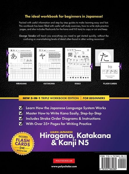 Produktbild: Learn Japanese Hiragana, Katakana and Kanji N5 - Workbook for Beginners