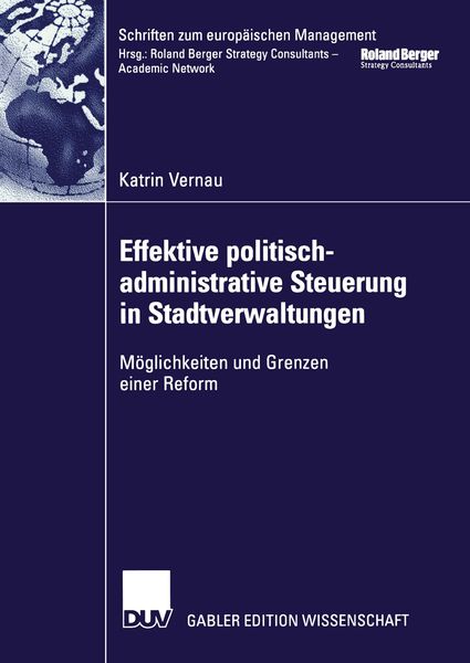 Produktbild: Effektive politisch-administrative Steuerung in Stadtverwaltungen