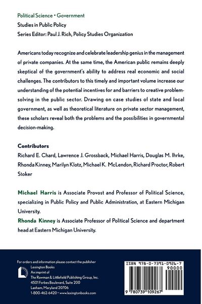 Produktbild: Innovation and Entrepreneurship in State and Local Government