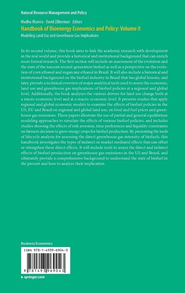 Produktbild: Handbook of Bioenergy Economics and Policy: Volume II