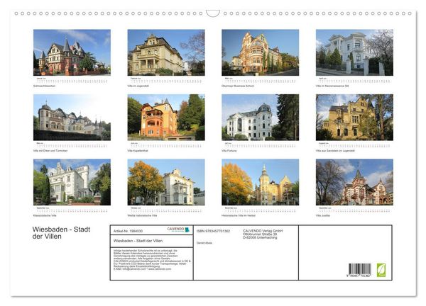 Produktbild: Wiesbaden - Stadt der Villen (Wandkalender 2026 DIN A2 quer), CALVENDO Monatskalender