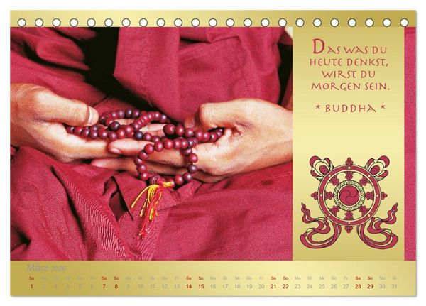 Produktbild: BUDDHA IM GL&Uuml;CK - Buddhistische Weisheiten (Tischkalender 2026 DIN A5 quer), CALVENDO Monatskalender